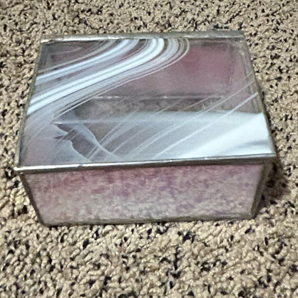 50%offwโค๏ธVintage Pink Slag Stained Glass Jewelry Trinket Box
